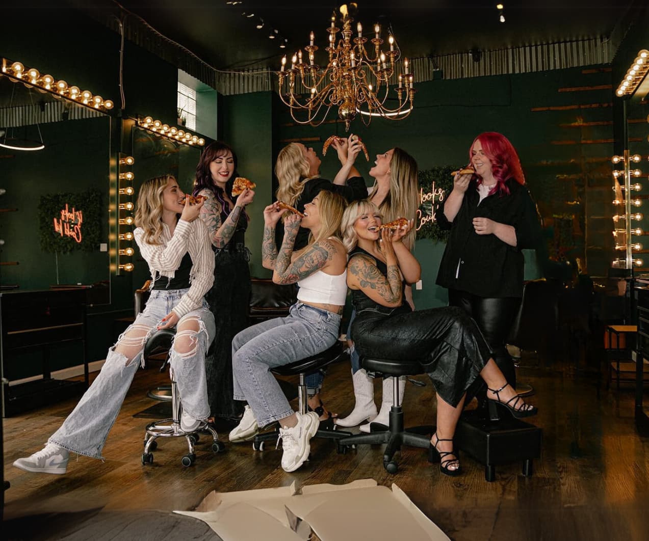 The Hair Mafia team together inside the Altoona salon